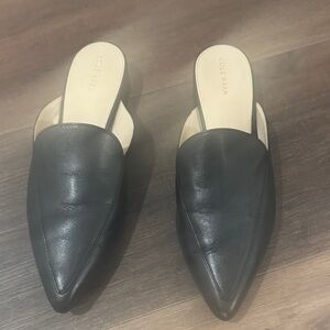 Cole Haan Women's Black Leather Pointed Mules (Size 9)